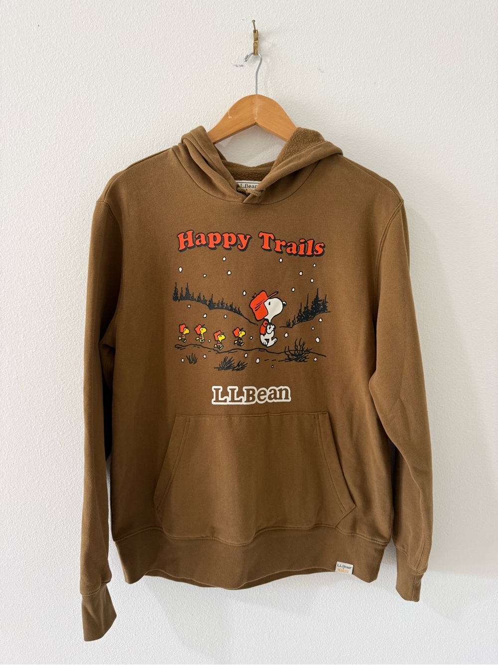 L.L. Bean X Peanuts Snoopy Happy Trails Hoodie Sweatshirt Brown M Granola Girl